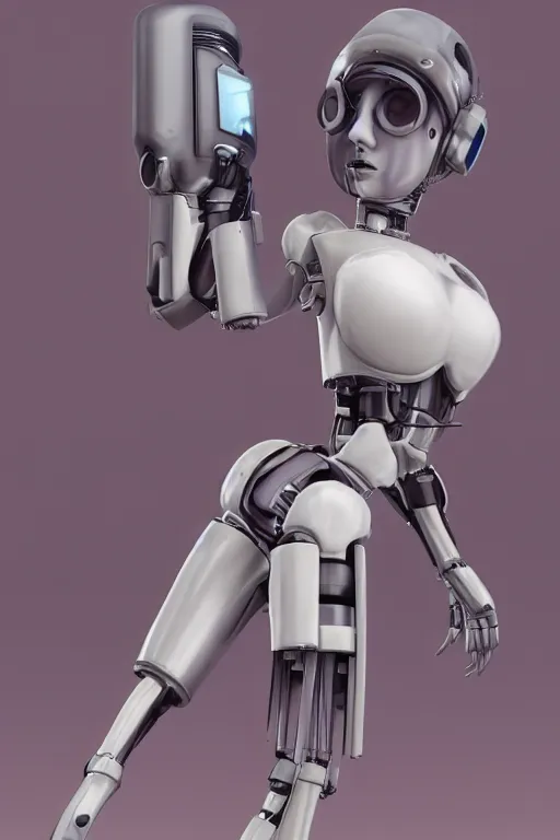 Image similar to dreamy female mechanical android posing like an instagram thot