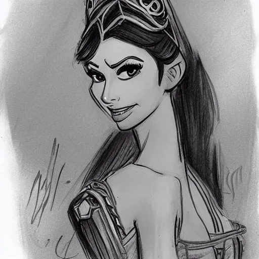 Image similar to milt kahl sketch of victoria justice as princess padme from star wars