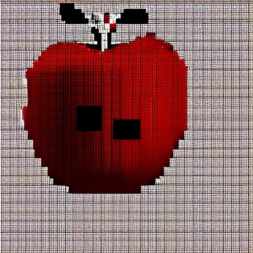 Image similar to an apple pixelated in red and black on a white background, pixel art by Mac Conner, reddit contest winner, pixel art, #pixelart, art, pixel perfect