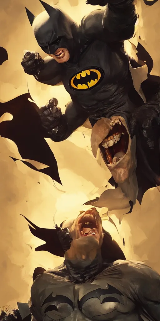 Image similar to Every batman ever laughing at me, Darek Zabrocki, Karlkka, Jayison Devadas, Phuoc Quan, trending on Artstation, 8K, ultra wide angle, pincushion lens effect