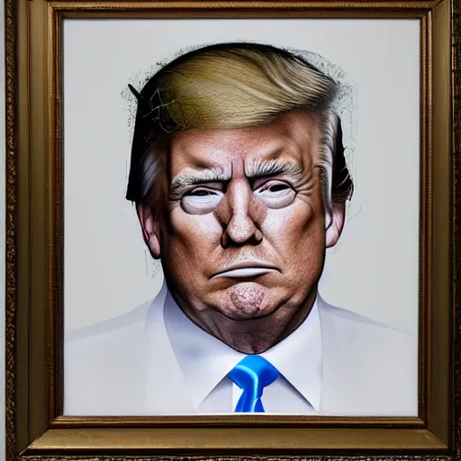 Prompt: a portrait of donald trump in a prison uniform