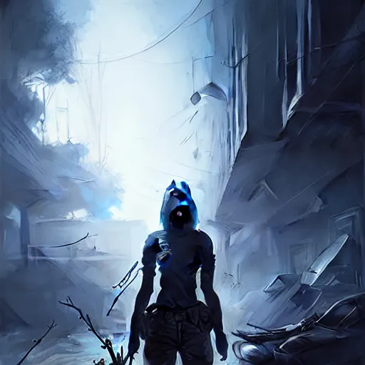 Prompt: only the dead have seen the end of war, artwork by artgerm, danger lurking in the night, fear of death, rendered in pov - ray, style of greg rutkowski and jackson pollock