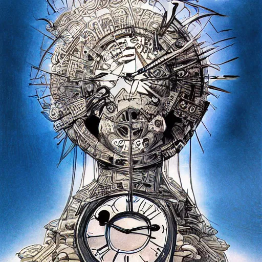 Prompt: the god of time by kim jung gi