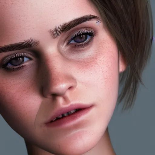 Image similar to daz3d genesis 8 female emma watson, Iray shaders,studio HDRI lighting, natural skin textures ultra hd 8k, Iray renders, unreal engine 5, cinematic realistic portrait