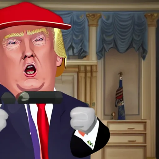 Prompt: donald trump as a character in the videogame among us