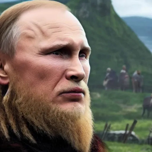 Image similar to Putin In the Vikings 4K quality super realistic