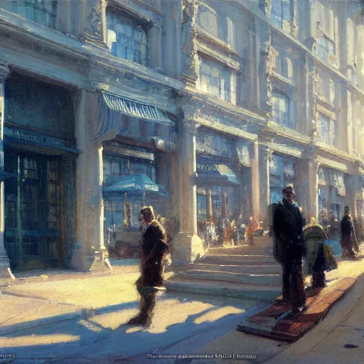 Image similar to detailed cinematic wide shot of sucession corporate office spring light, painting by gaston bussiere, craig mullins, j. c. leyendecker