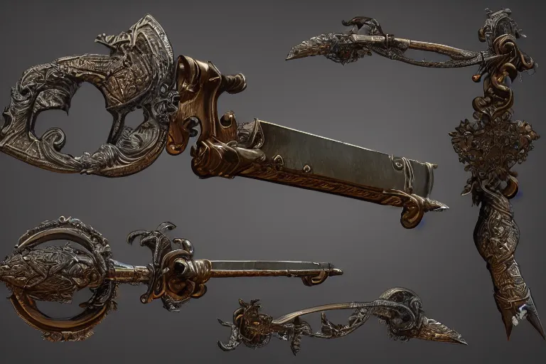 Image similar to magical artifact, sword, intricate, artstation, dramatic lighting