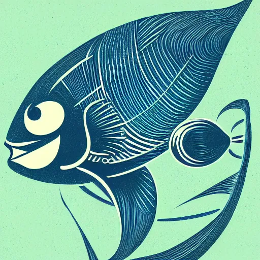 Image similar to profile of one stylized fish in center of view, dark ocean, complex patterns, artstation, intricate, realistic, highly detailed, digital painting, concept art, sharp focus, illustration by tom whalen and charles williams and kilian eng and james jean