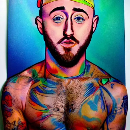 Image similar to hyper realistic abstract mac Miller portrait