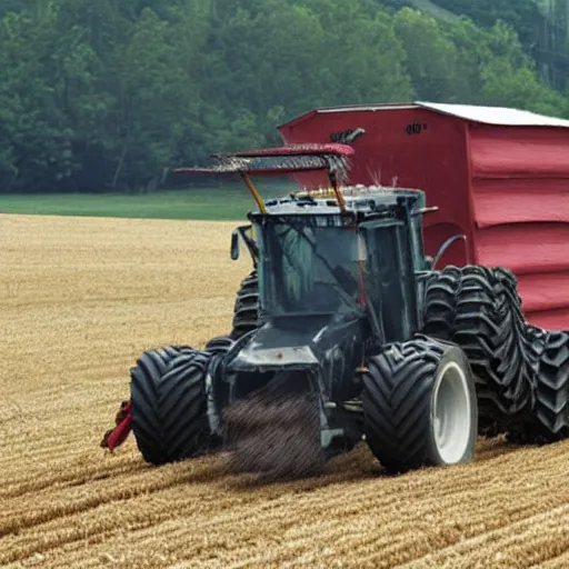 Image similar to Film still of Christian Bale, bailing hay, in new movie called the Hay Bailer