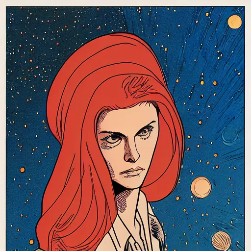 Prompt: alexandra daddario retro minimalist portrait moebius starwatcher comic by jean giraud, 8 k