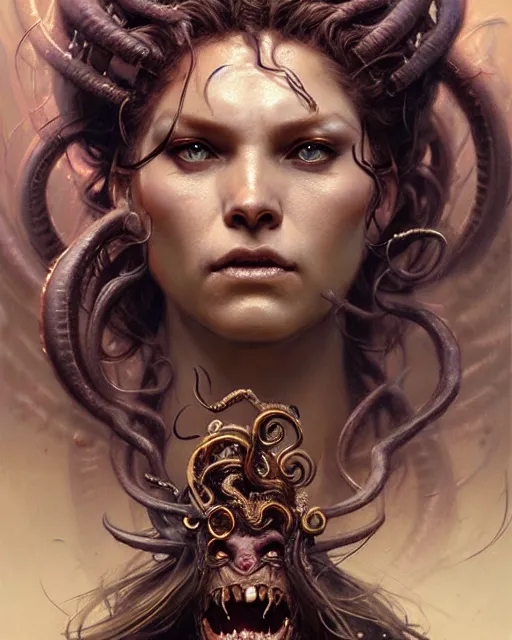 Image similar to fierce medusa, fantasy character portrait, ultra realistic, concept art, intricate details, highly detailed by greg rutkowski, gaston bussiere, craig mullins, simon bisley