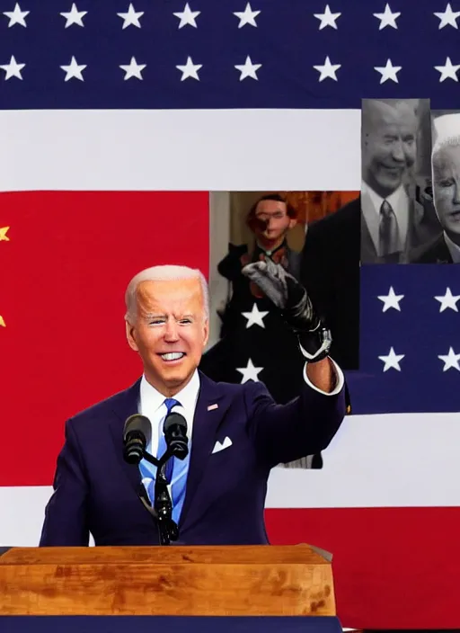 Image similar to joe biden died and his coffin was used as a nuclear bomb against china