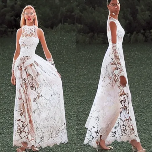 Image similar to lace dress fashion concept design, realistic, extra long dress,