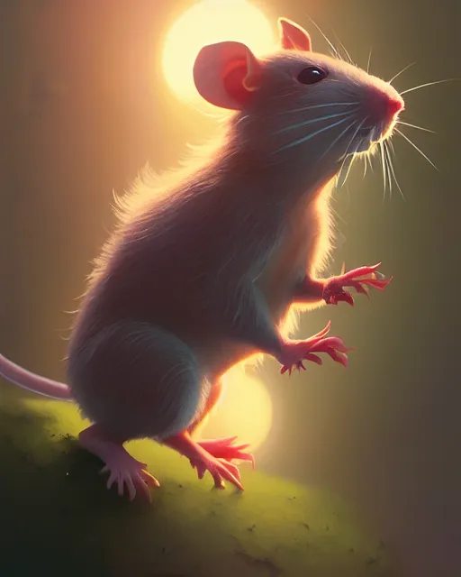 Prompt: highly detailed vfx portrait of a cute little rat, unreal engine, greg rutkowski, loish, rhads, beeple, makoto shinkai and lois van baarle, ilya kuvshinov, rossdraws, tom bagshaw, alphonse mucha, global illumination, detailed and intricate environment