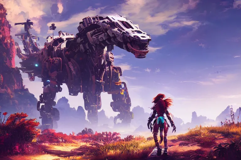 Image similar to bristleback machine mecanical creature robot of horizon forbidden west horizon zero dawn bioluminiscence global illumination ray tracing hdr fanart arstation by ian pesty and alena aenami artworks in 4 k