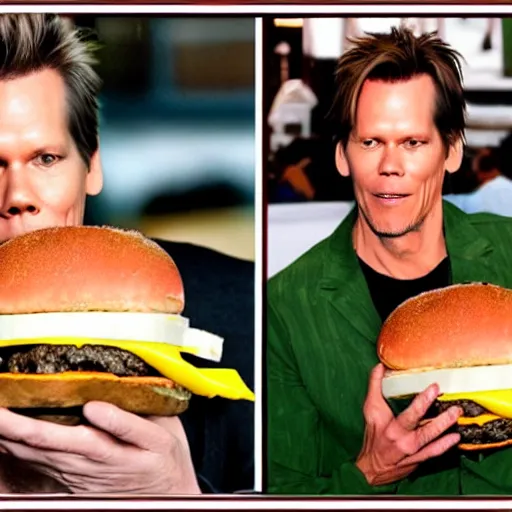 Image similar to kevin bacon inside a giant cheeseburger