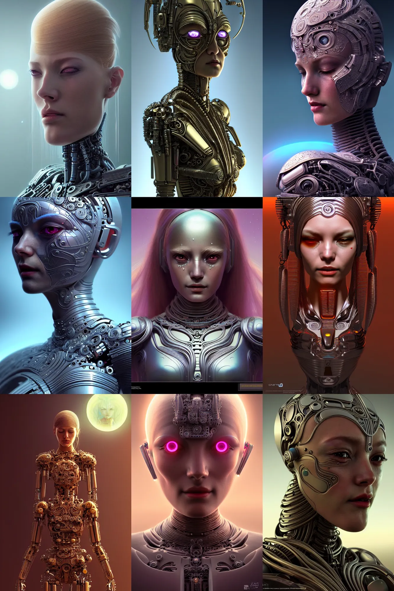 Prompt: beautiful crying female android! deity, ( mechanical ), intricate, elegant, super highly detailed, digital painting, concept art, smooth, sharp focus, unreal engine 5, photorealism, hd, 8 k, beautiful, cinematic, art by angus mckie, moebius!, rutkowski, mucha, loish, wlop