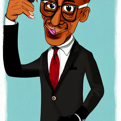 Prompt: Cartoon caricature of Gus Fring, silly