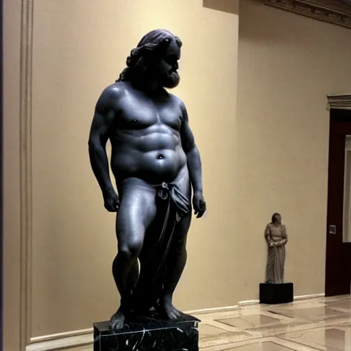 Prompt: jack black as a greek marble statue