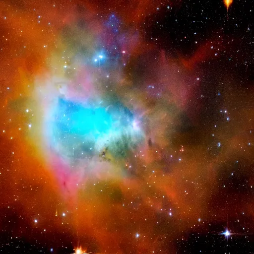 Image similar to hubble space telescope photo of a nebula shaped like a cute minion, detailed, 4 k