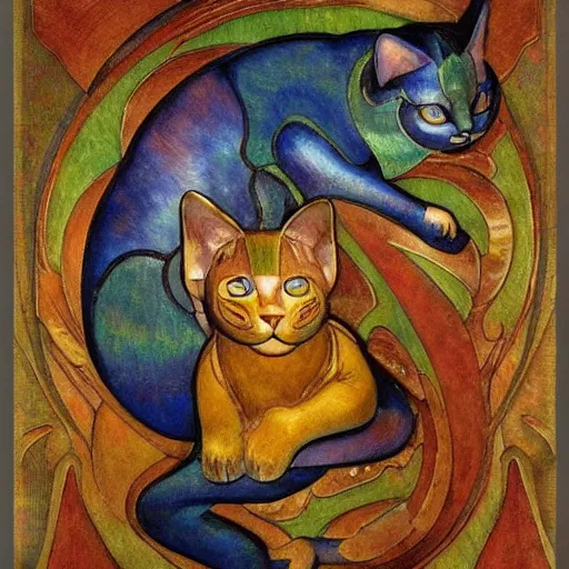 Image similar to masterpiece mechanical cloisonne cat sculpture, by annie swynnerton and diego rivera and nicholas roerich and jean delville and charlie bowater, spacecat, symbolist, dramatic lighting, god rays, art brut, rich colors, smooth sharp focus, extremely detailed, adolf wolfli and ( donato giancola and bilibin )