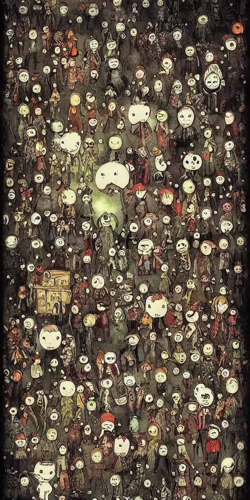 Image similar to a halloween scene by alexander jansson and where's waldo