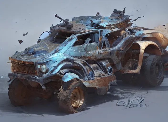 Prompt: a beautiful concept design of an old car converted into offroad sport. car design by cory loftis, fenghua zhong, ryohei hase, ismail inceoglu and ruan jia, henrik fisker and bruce kaiser and scott robertson and dmitry mazurkevich and doruk erdem and jon sibal, volumetric light.