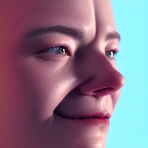 Image similar to photo of a face where one half is smiling and the other half is sad, digital art, realistic, octane render