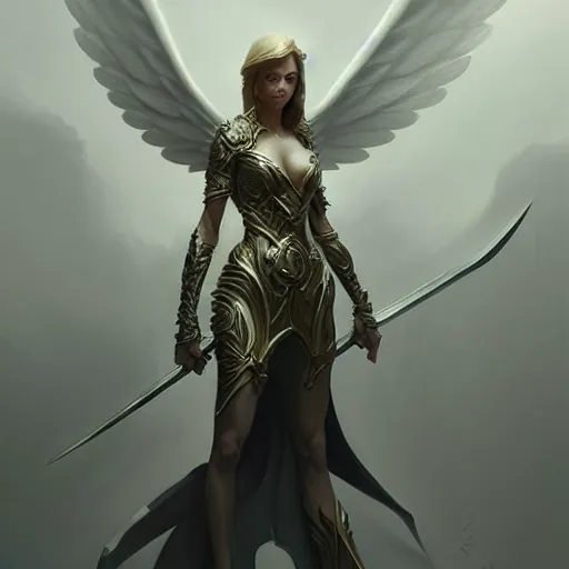 Prompt: fullbody!! female fantasy angel trending on artstation, smooth and sharp, intricate, fine details, elegant, dynamic pose, detailed and intricate environment, professional character concept art by tatyana kupriyanova and greg rutkowski and raymond swanland