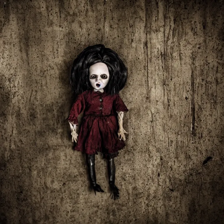 Image similar to dark photograph of horror doll in basement