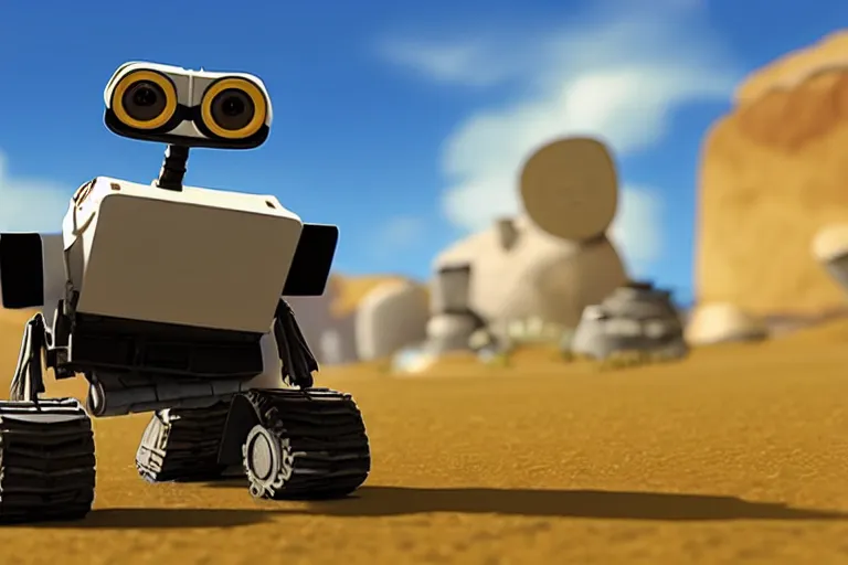 Image similar to wall - e in roblox, heavy detailed, ultra high definition quality, roblox game engine graphics