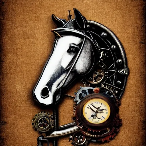 Prompt: horse, steampunk