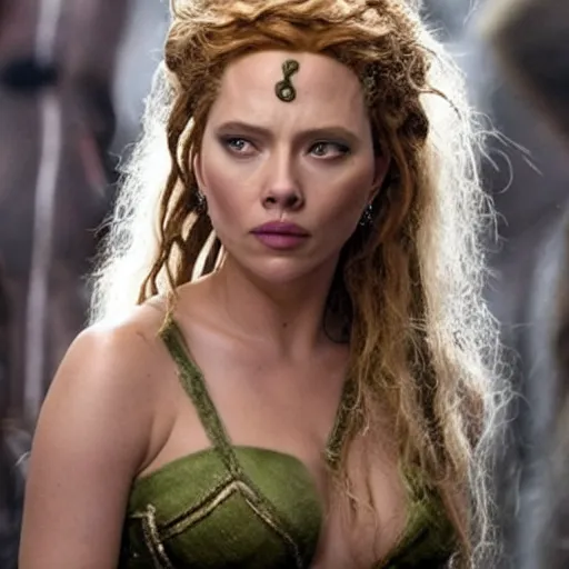 Image similar to medusa as scarlett johanson