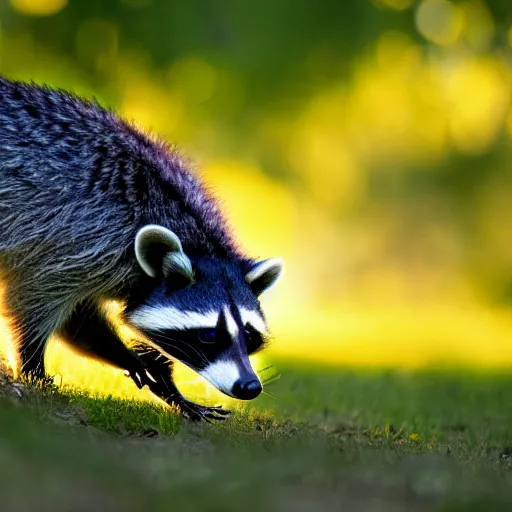 Prompt: raccoon, backlit,