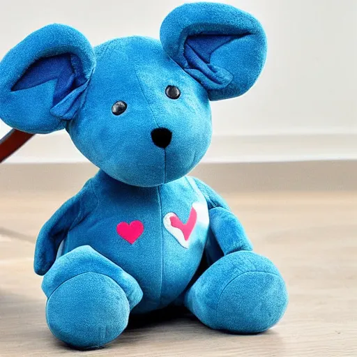 Prompt: adorable 3 eyed blue puppy plush toy