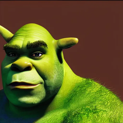 Image similar to hyper realistic portrait of shrek, cinematic, artstation