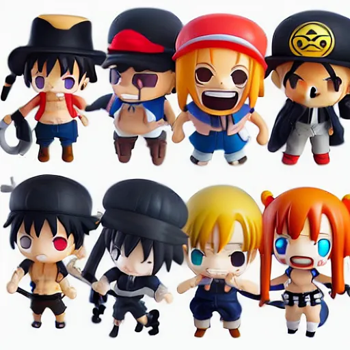 Image similar to high quality portrait flat matte painting of one piece in the style of nendoroid and Toon toys , flat anime style, thick painting, medium close-up