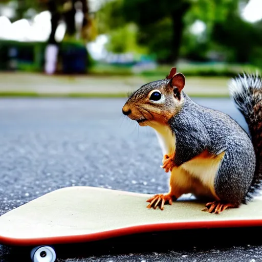 Image similar to a photo of a squirrel on a skateboard