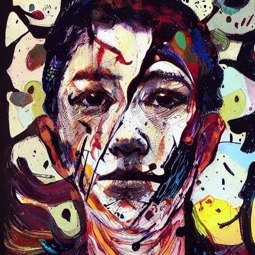 Image similar to neat, dreary sabattier filter, graphic novel by ben quilty, by hikari shimoda. a beautiful land art of a human face with a bird's beak protruding from the forehead.