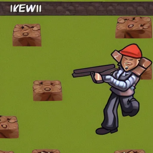 Image similar to cs 1. 6 game screenshot, character in shape of kiwi