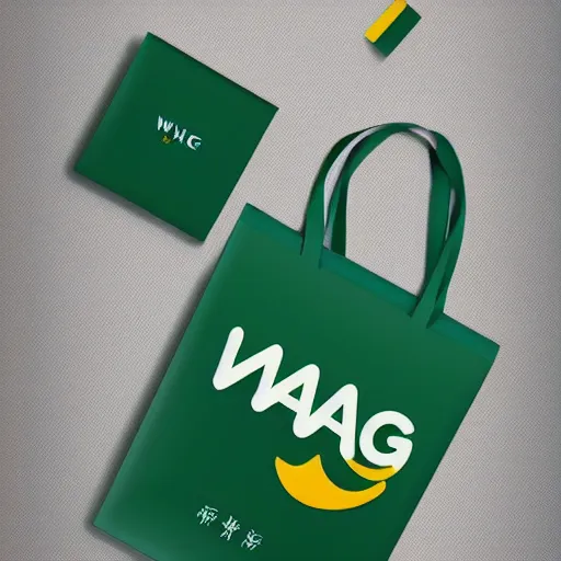 Prompt: minimalist trendy imagotype logotype design for plastic bag factory called wang that represents high quality and efficiency, 3 d vector, fresh cool colors, trending on behance