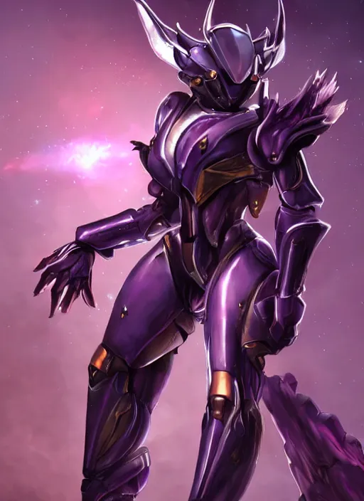 Image similar to cinematic body shot, cosmic beautiful stunning giant robot mecha hot female dragon goddess, sharp sleek cyborg dragon head, sharp metal ears, smooth purple eyes, smooth fuschia skin, smooth silver armor, nebula size, epic proportions, epic scale, macro furry, furry art, dragon art, goddess art, giantess art, warframe, warframe fanart, furaffinity, octane