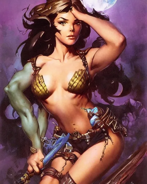 Prompt: a portrait of a cute fantasy girl by Frank Frazetta, larry elmore, jeff easley and ross tran
