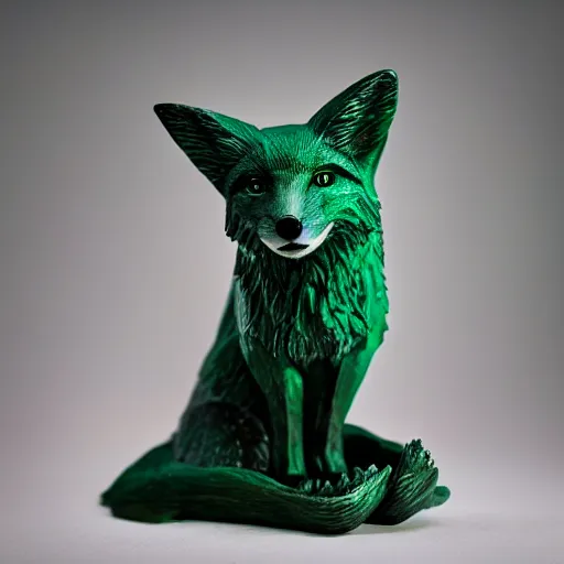 Image similar to Portrait photography of a cinematic Emerald fox sculpture