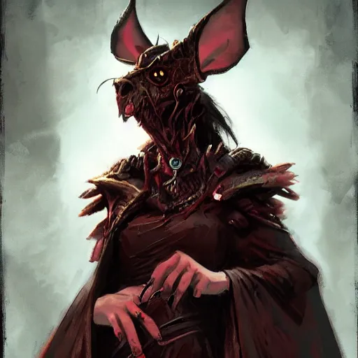 Prompt: A rat priestess with bloody eyes by greg rutkowski in the style of magic the gathering