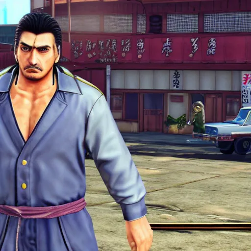 Prompt: 1 9 8 5 joseph joestar in yakuza 0, in game screenshot