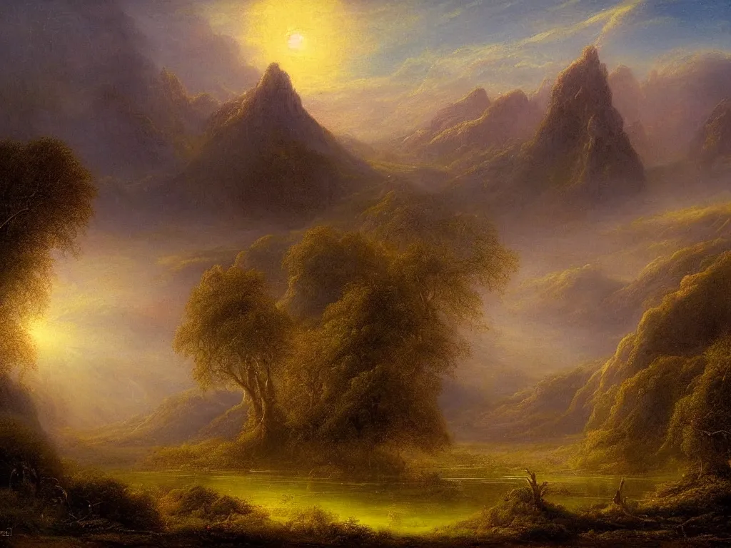 Image similar to a mystical landscape by thomas seddon