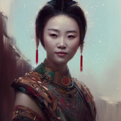 Image similar to A portrait of a Chinese beauty, ancient art, art by greg rutkowski, matte painting, trending on art station